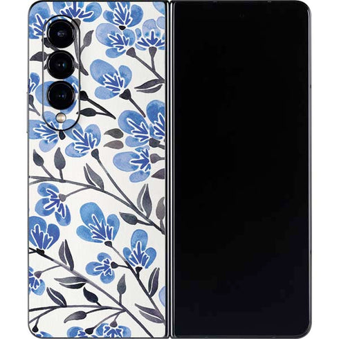 Cat Coq Blue Cherry Blossoms Galaxy Z Fold4 5G Skin